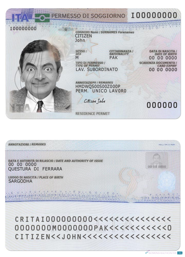 Download Italy residence permit new Photoshop template